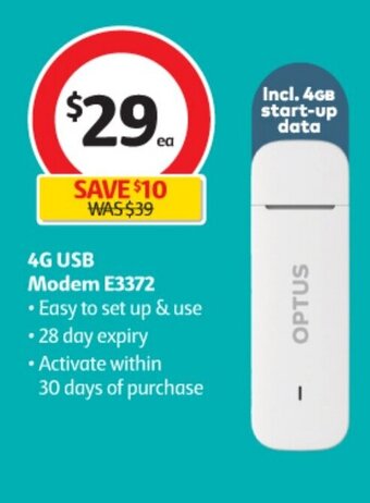 Coles 4G USB Modem E3372 offer