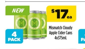 Coles Mismatch Cloudy Apple Cider Cans 4x375mL offer