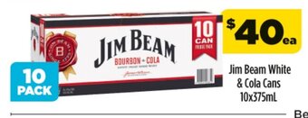 Coles Jim Beam White & Cola Cans 10x375mL offer