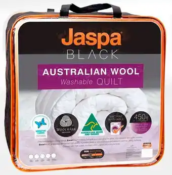 Spotlight 30% off Jaspa All Seasons Australian Wool Washable Quilt offer