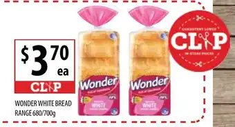 Clip Wonder White Bread Range 680/700g