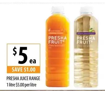 Supabarn Presha Juice Range 1 Litre 5,00 per Litre offer