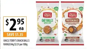 Uncle Toby's Snack Balls Range 84g 3,51 per 100g