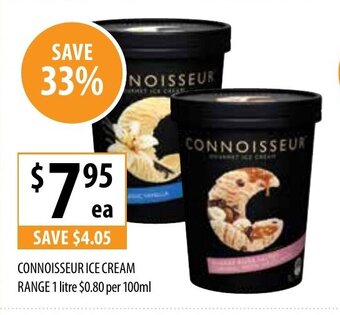Supabarn Connoisseur Ice Cream Range 1 Litre 0,80 per 100ml offer