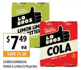 Lo Bros Kombucha Range 4x250ml 7,49 per Litre