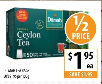 Supabarn Dilmah Tea Bags 50's 1,95 per 100g offer