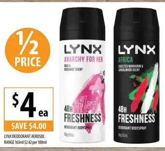 Lynx Deodorant Aerosol Range 165ml 2,42 per 100ml