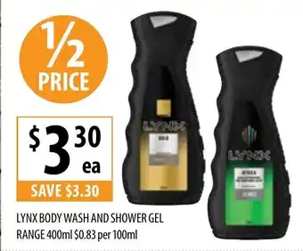 Supabarn Lynx Body Wash and Shower Gel Range 400ml 0,83 per 100ml offer