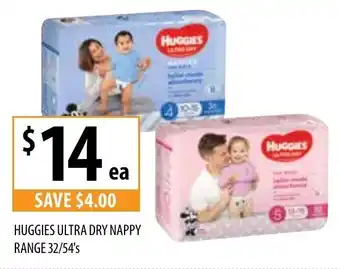 Supabarn Huggies Ultra Dry Nappy Range 32/54's offer