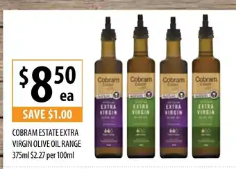 Supabarn Cobram Estate Extra Virgin Olive Oil Range 375ml 2,27 per 100ml offer