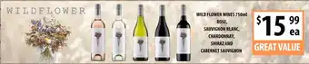 Supabarn Wild Flower 750ml Rose, Sauvignon Black, Chandonnay, Shiraz and Cabernet Sauvignon offer