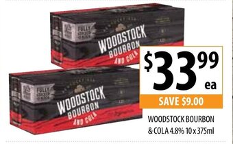 Supabarn Woodstock Bourbon & Cola 4.8% 10x375ml offer