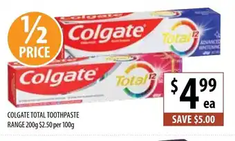 Supabarn Colgate Total Toothpaste Range 200g 2,50 per 100g offer