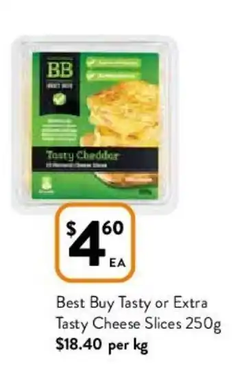 Foodworks Best Buy Tasty or Extra Tasty Cheese Slices 250g offer