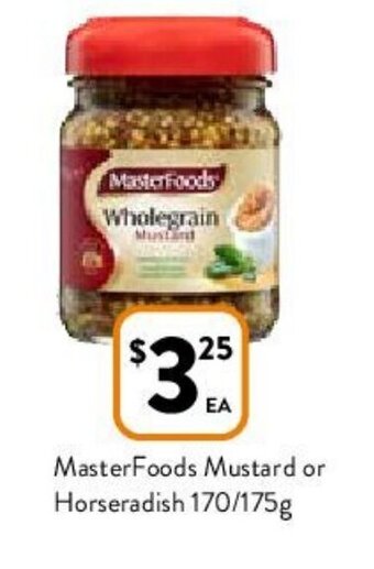 Foodworks MasterFoods Mustard or Horseradish 170/175g offer