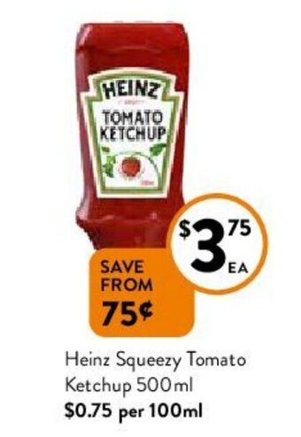 Foodworks Heinz Squeezy Tomato Ketchup 500ml offer