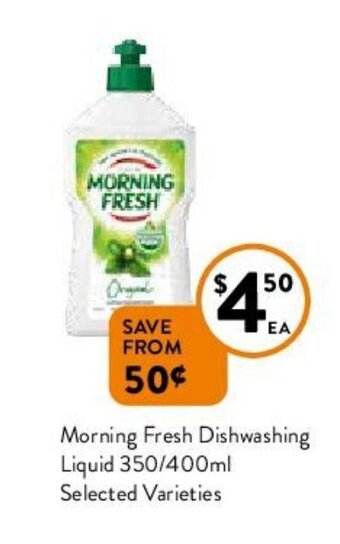 Foodworks Morning Fresh Dishwashing Liquid 350/400ml Selected Varieties offer