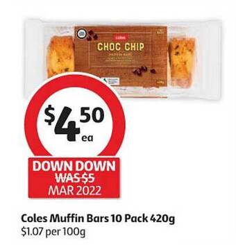 Coles Coles Muffin Bars 10 Pack 420g offer