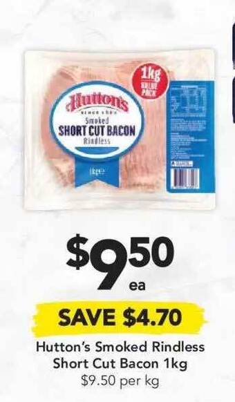 Drakes Hutton's Smoked Rindless Short Cut Bacon 1kg offer