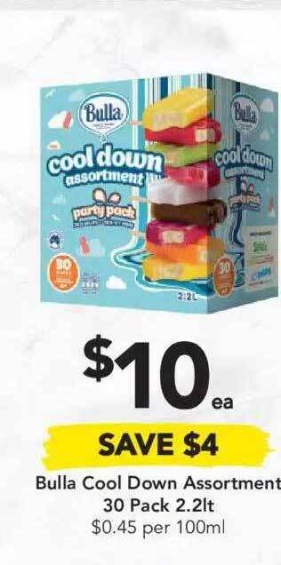 Drakes Bulla Cool Down Assortment 30 Pack 2.2lt offer