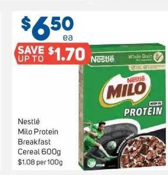 Foodland Nestlé Milo Protein Breakfast Cereal 600g offer