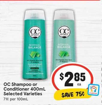 IGA OC Shampoo Or Conditioner 400mL offer