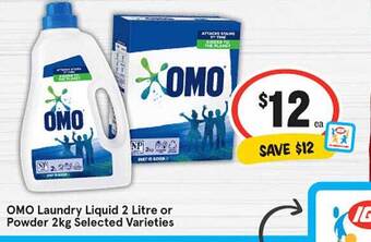 IGA Omo Laundry Liquid 2 Litre Or Powder 2kg offer