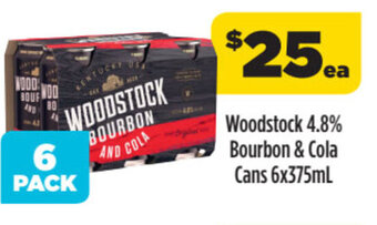 Woodstock 4.8% bourbon & cola cans 6x375ml