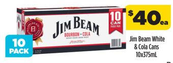 Liquorland Jim beam white & cola cans 10x375ml offer