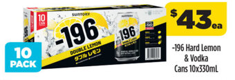 Liquorland -196 Hard lemon & vodka cans 10x330ml offer