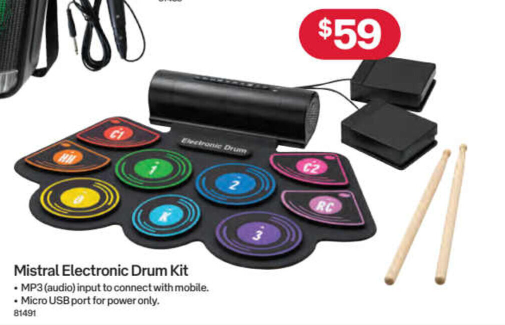 Mistral electronic drum kit offer at Australia Post