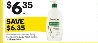 Woolworths Aveeno Active Naturals Daily Moisturising Body Wash offer