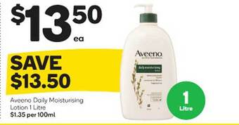 Woolworths Aveeno Daily Moisturising Lotion 1 Litre offer