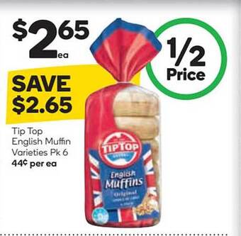 Woolworths Tip Top English Muffin Varieties offer