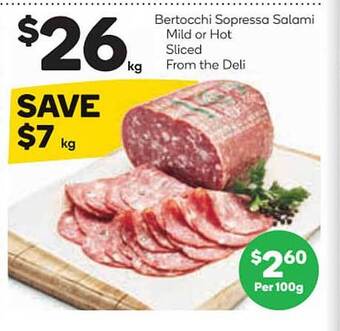 Woolworths Bertocchi Sopressa Salami offer