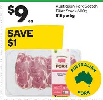 Woolworths Australian Pork Scotch Fillet Steak offer