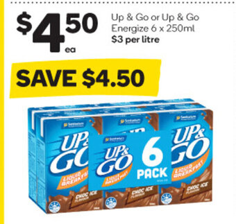 Woolworths Up & Go or Up & Go Energize 6 x 250ml offer