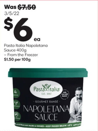 Woolworths Pasta Italia Napoletana Sauce 400g - From the Freezer offer