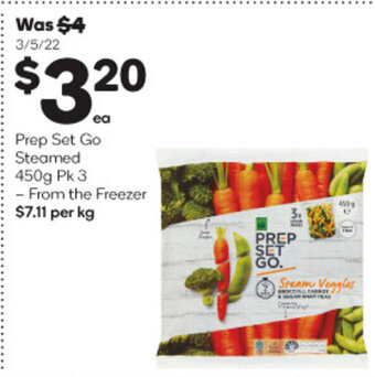 Prep Set Go Steamed 450g Pk 3 - From the Freezer