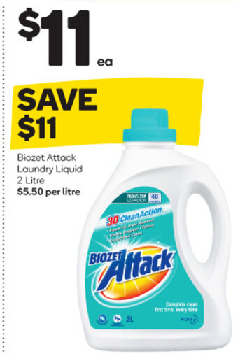 Woolworths Biozet Attack Laundry Liquid 2 Litre offer