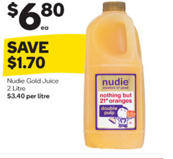 Woolworths Nudie Gold Juice 2 Litre offer