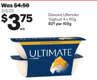 Woolworths Danone Ultimate Yoghurt 4 x 115g offer