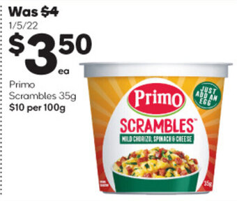 Woolworths Primo Scrambles 35g offer