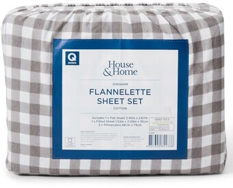 BIG W House & Home Flannelette Sheet Set - Grey offer