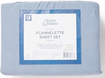 BIG W House & Home Flannelette Sheet Set - Light Blue offer