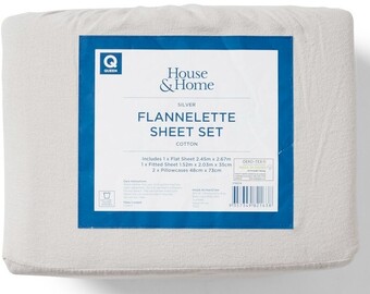 BIG W House & Home Flannelette Sheet Set - Silver offer
