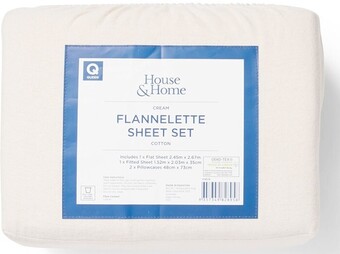 BIG W House & Home Flannelette Sheet Set - Cream offer