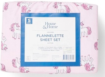 BIG W House & Home Flannelette Sheet Set - Unicorn offer