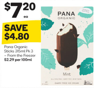 Woolworths Pana Organic Sticks 315ml Pk 3 - From the Freezer offer