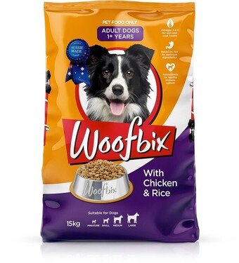 BIG W Woofbix Chicken & Rice Dry Dog Food 15kg offer